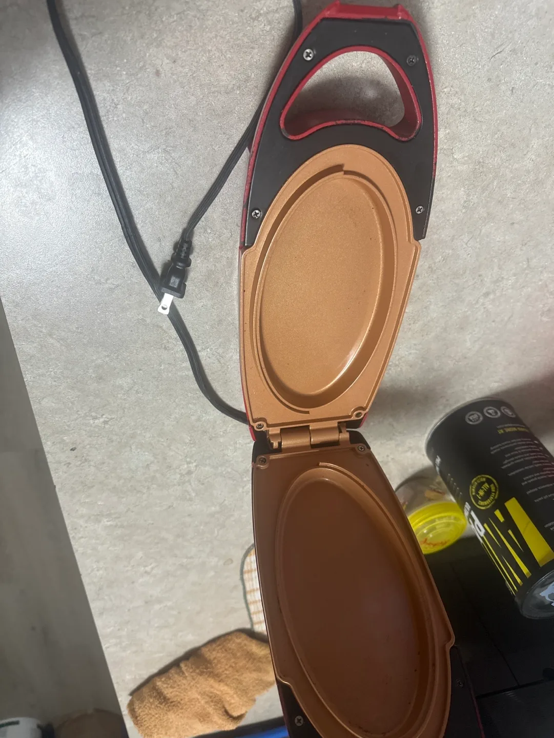 Red copper 5 minuts chef Electric Panini Press image indicator(2)