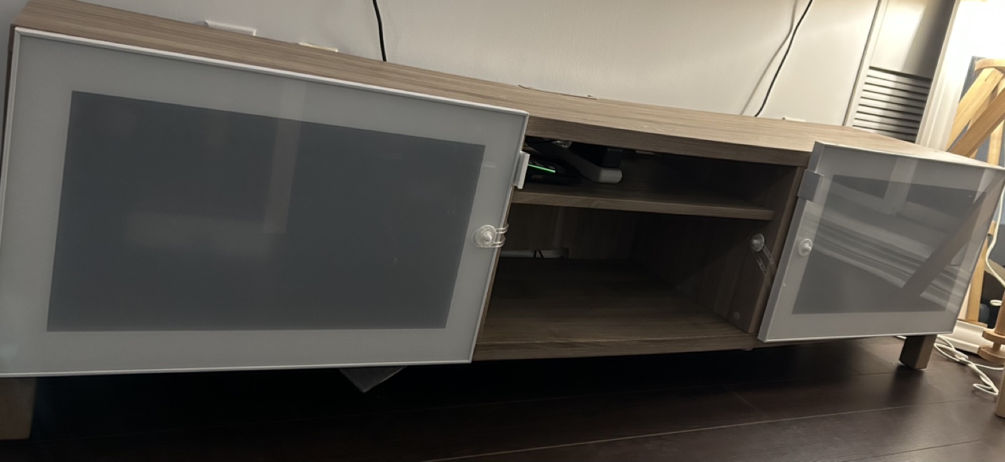 Modern TV Stand with Glass Doors