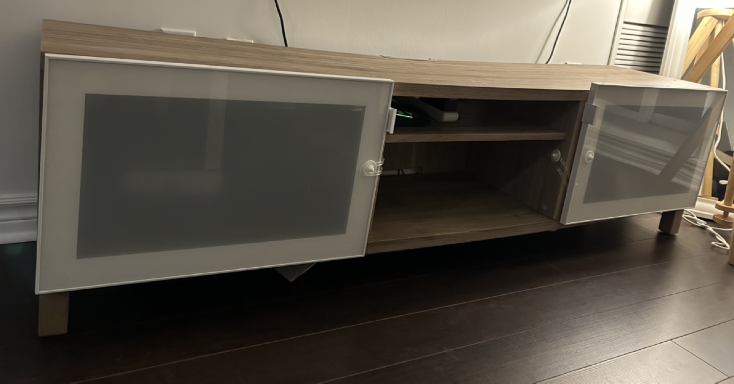 Modern TV Stand with Glass Doors - photo 2