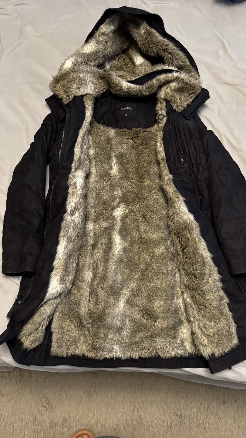 Aritzia Babaton Black Longline Parka with Faux Fur Trim - photo 3