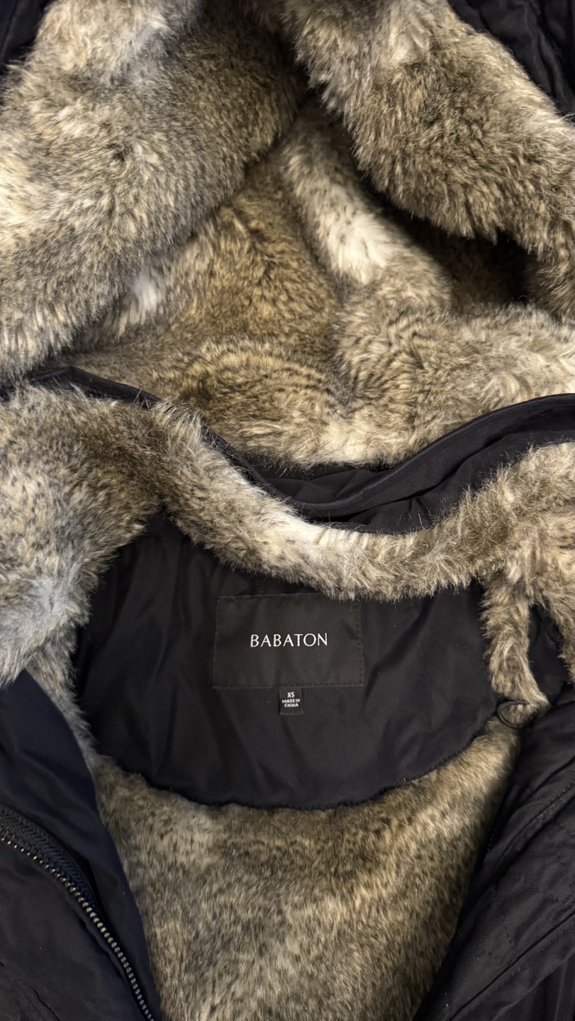 Aritzia Babaton Black Longline Parka with Faux Fur Trim - photo 4