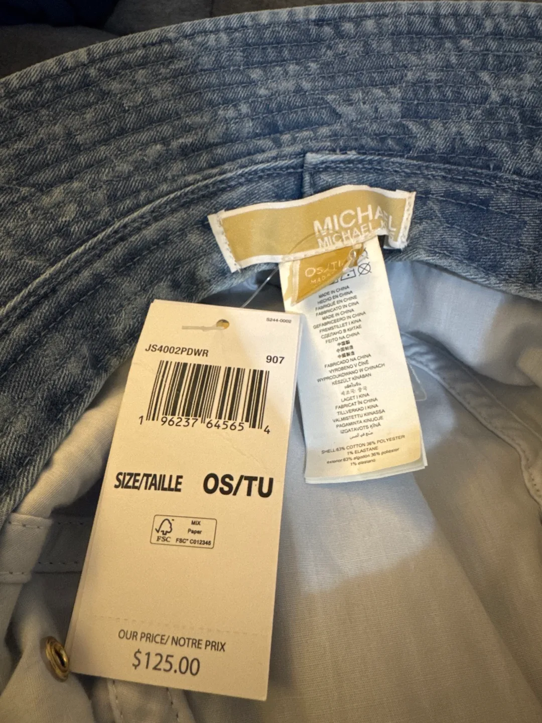 New Michael Kors Denim Bucket Hat OS/TU image indicator(4)