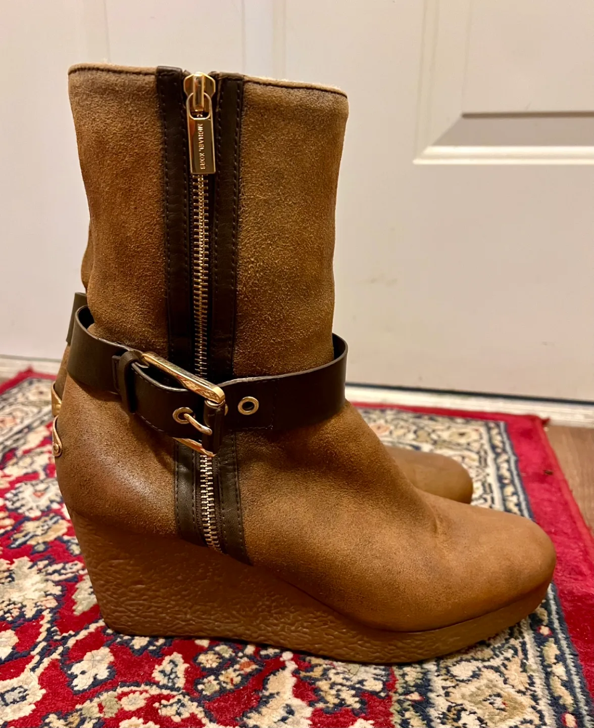 Michael Kors Brown Suede Wedge Booties image indicator(4)