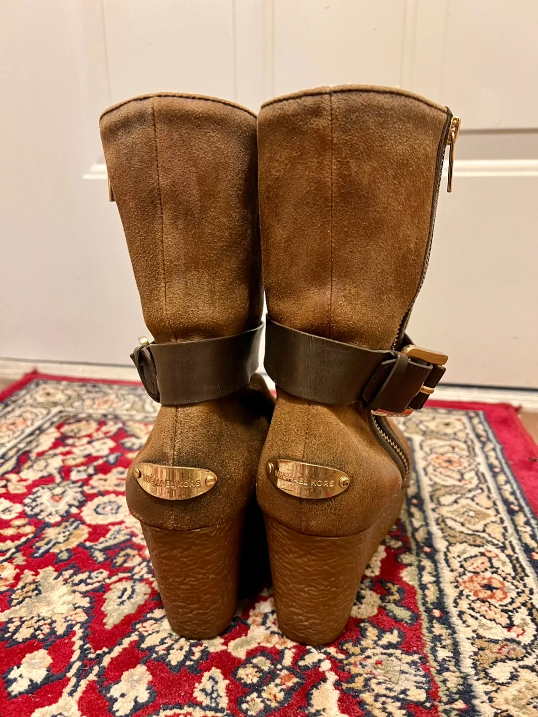 Michael Kors Brown Suede Wedge Booties image indicator(2)