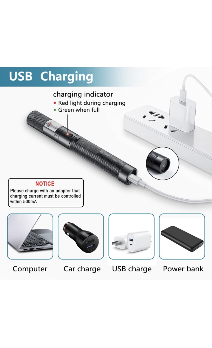 Green Laser Pointer with Starlight Mode - USB Rechargeable - photo 3