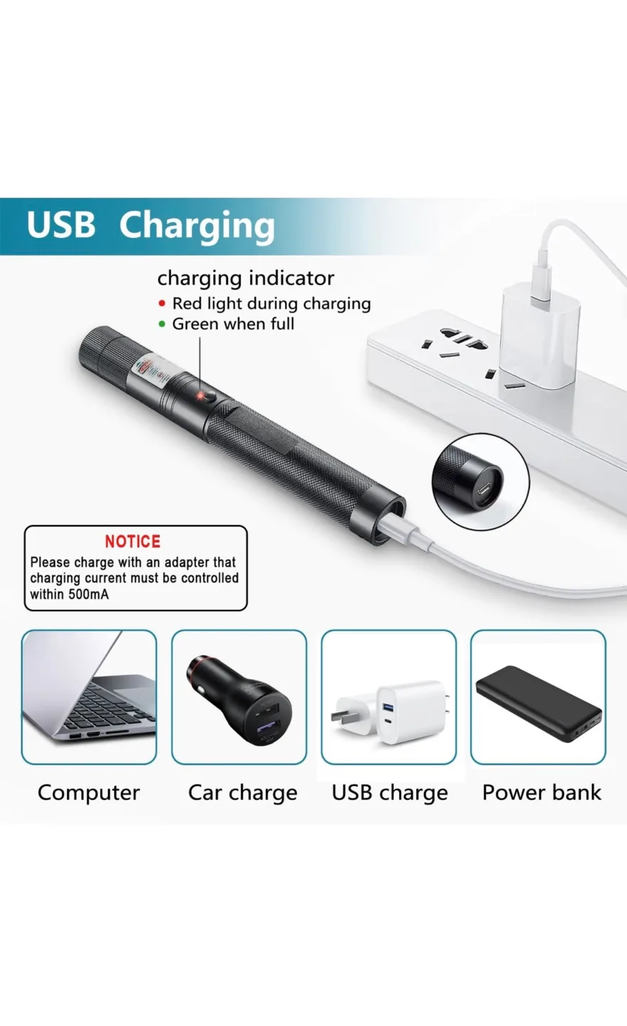 Green Laser Pointer with Starlight Mode - USB Rechargeable image indicator(3)