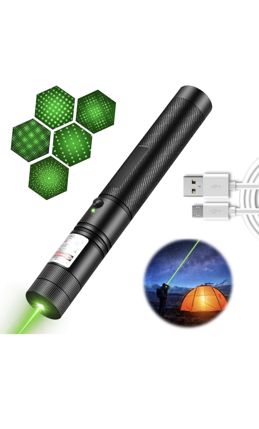 Green Laser Pointer with Starlight Mode - USB Rechargeable