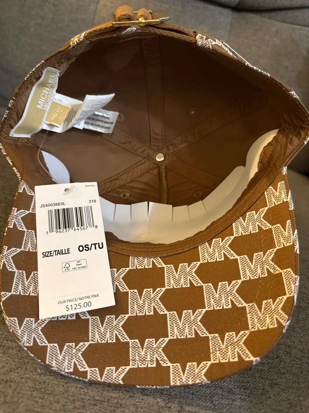 New Michael Kors Brown MK Logo Baseball Cap image indicator(3)