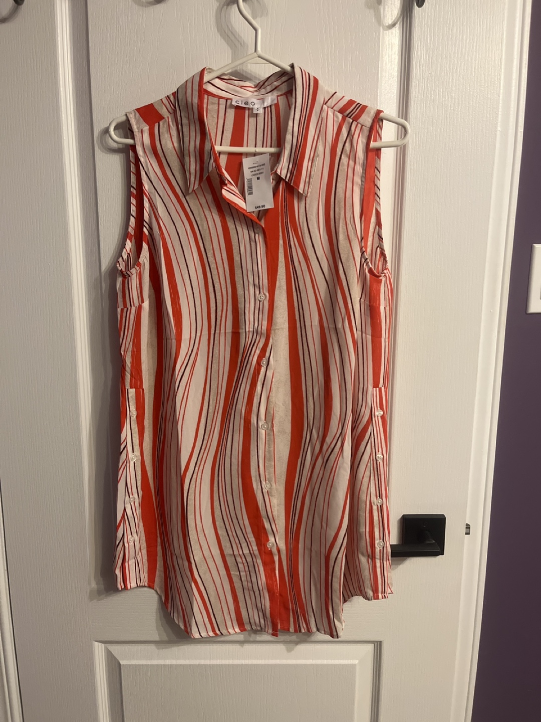 Cleo Sleeveless Button-Down Shirt, Size M