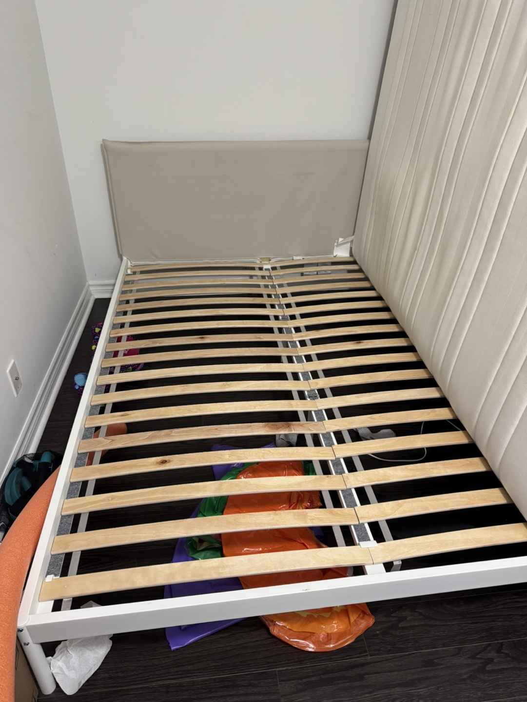 IKEA KLEPPSTAD queen Bed Frame - White/Beige