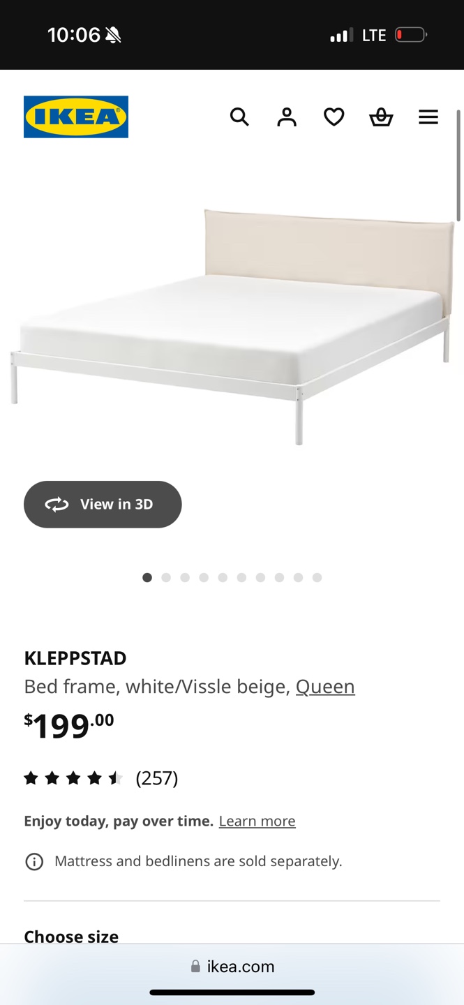 IKEA KLEPPSTAD queen Bed Frame - White/Beige - photo 2