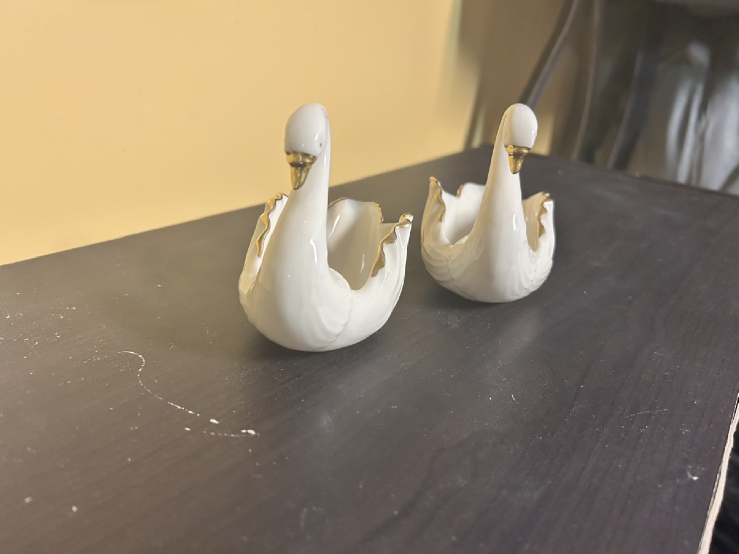 Pair of Vintage Lenox Porcelain Swan Figurines with Gold Accents - photo 3