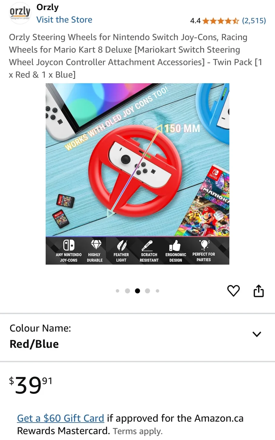 Orzly Racing Wheel for Nintendo Switch - Twin Pack (Red & Blue) image indicator(5)