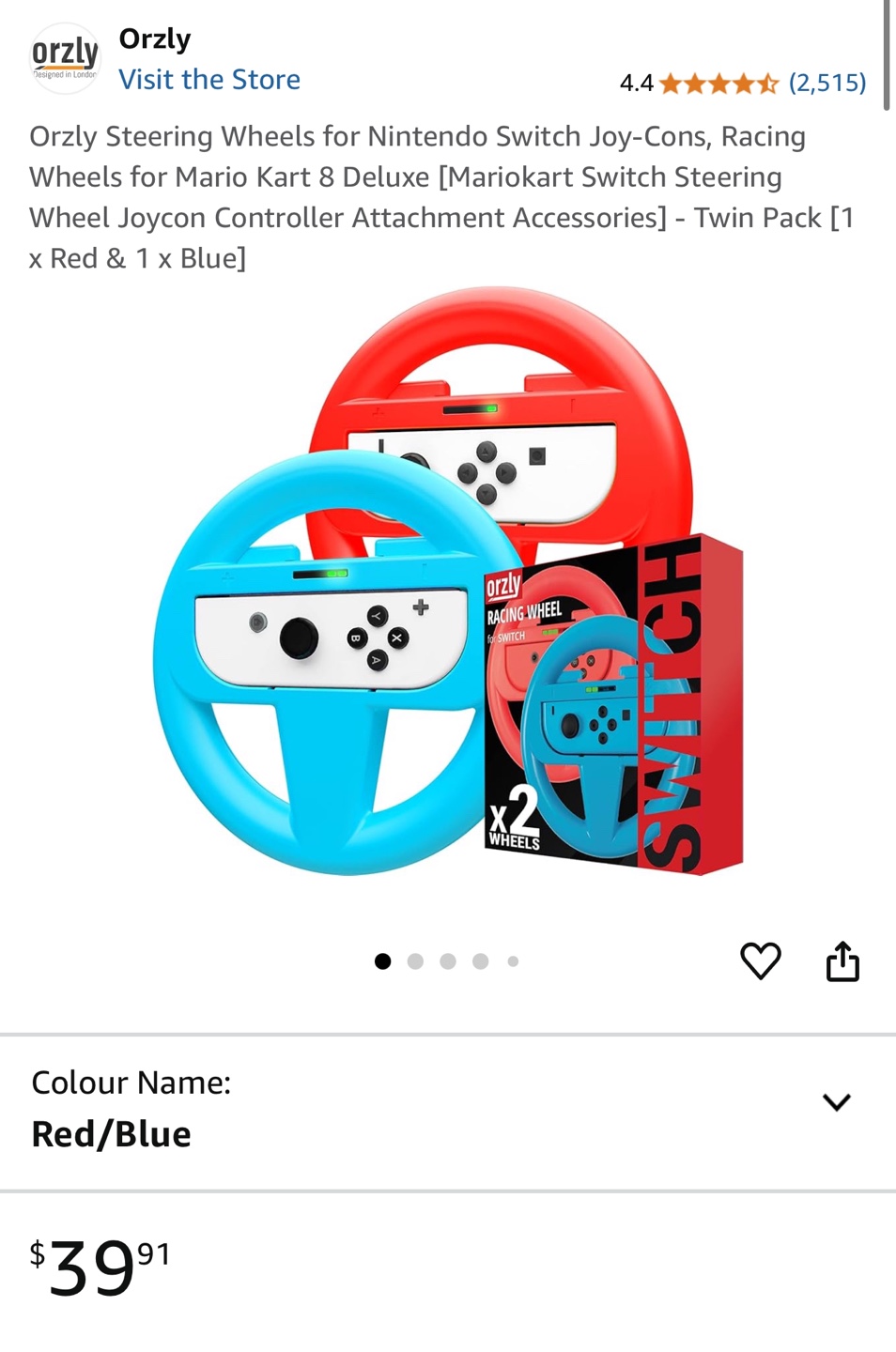 Orzly Racing Wheel for Nintendo Switch - Twin Pack (Red & Blue) - photo 4