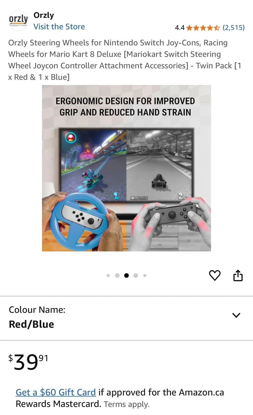 Orzly Racing Wheel for Nintendo Switch - Twin Pack (Red & Blue) image indicator(6)