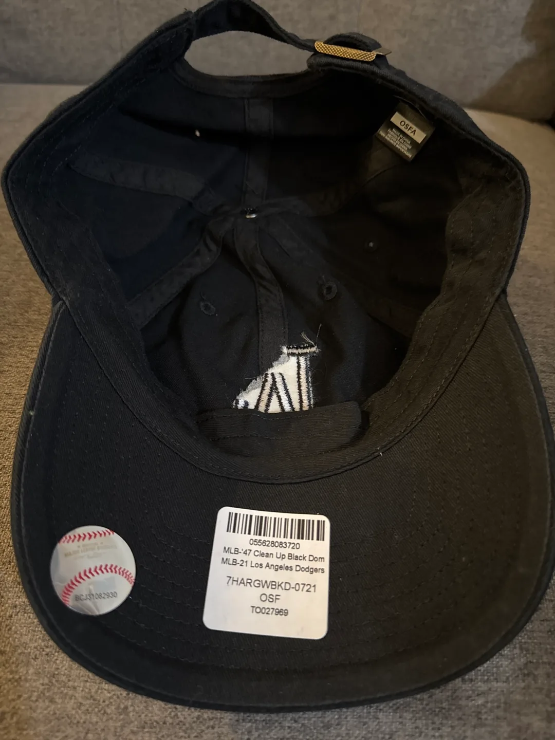 New 47 Brand MLB Los Angeles Dodgers Black Adjustable Hat image indicator(2)