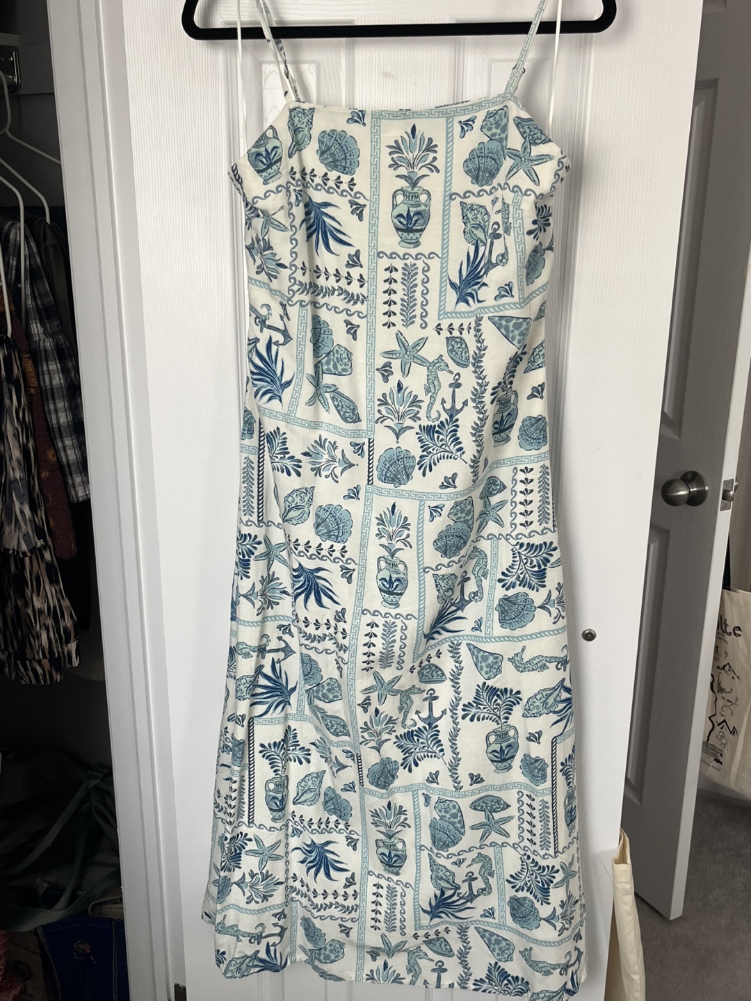 Blue and White Seashell Midi Dress