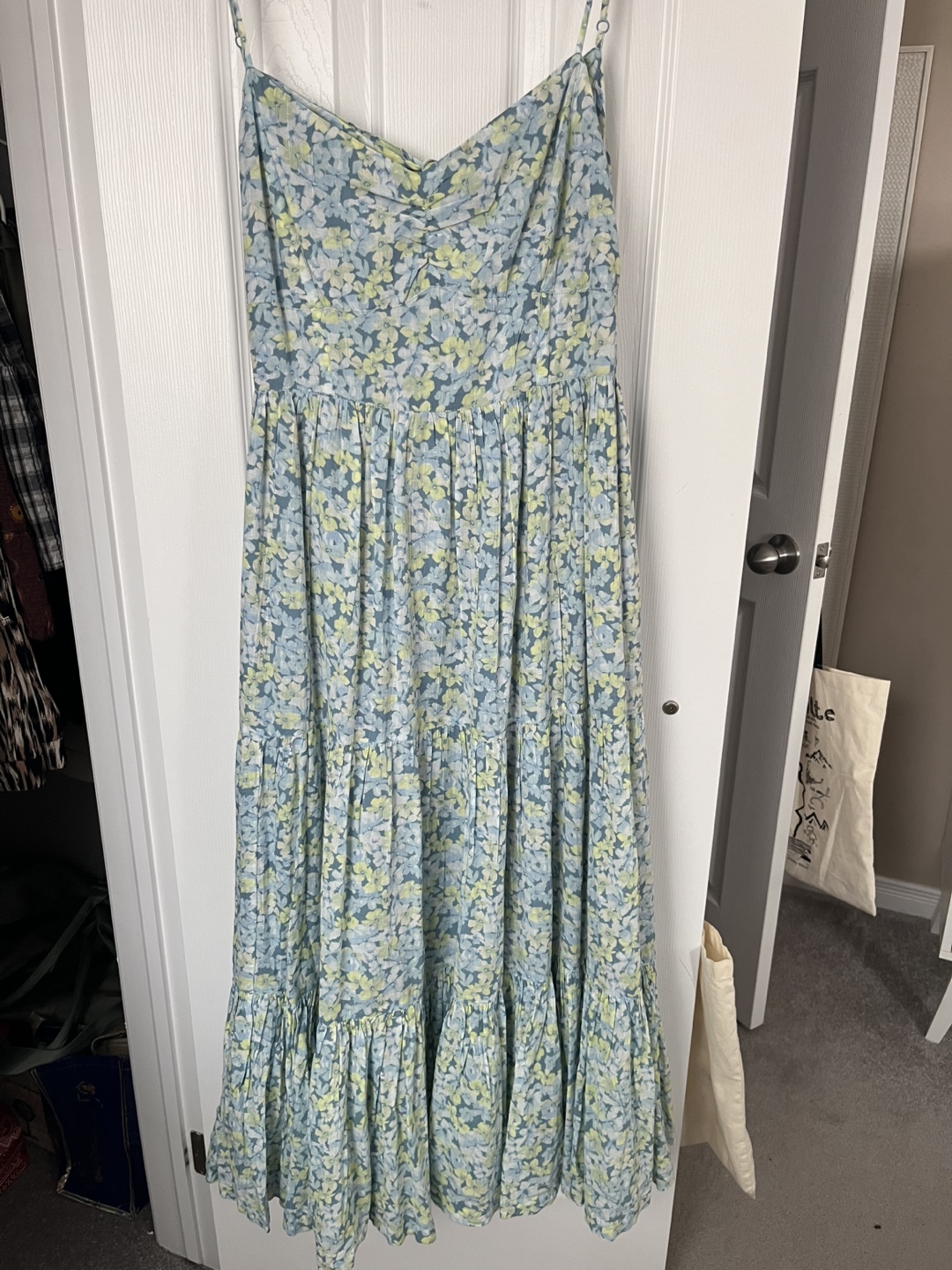 American Eagle Floral Maxi Dress with Open Back