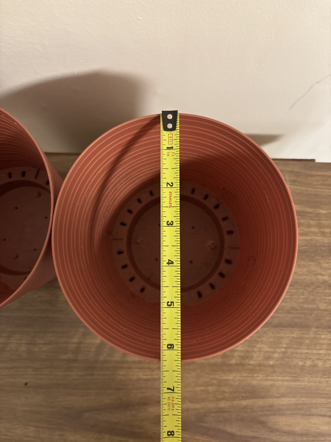 Three terracotta coloured plastic plant pots - photo 2