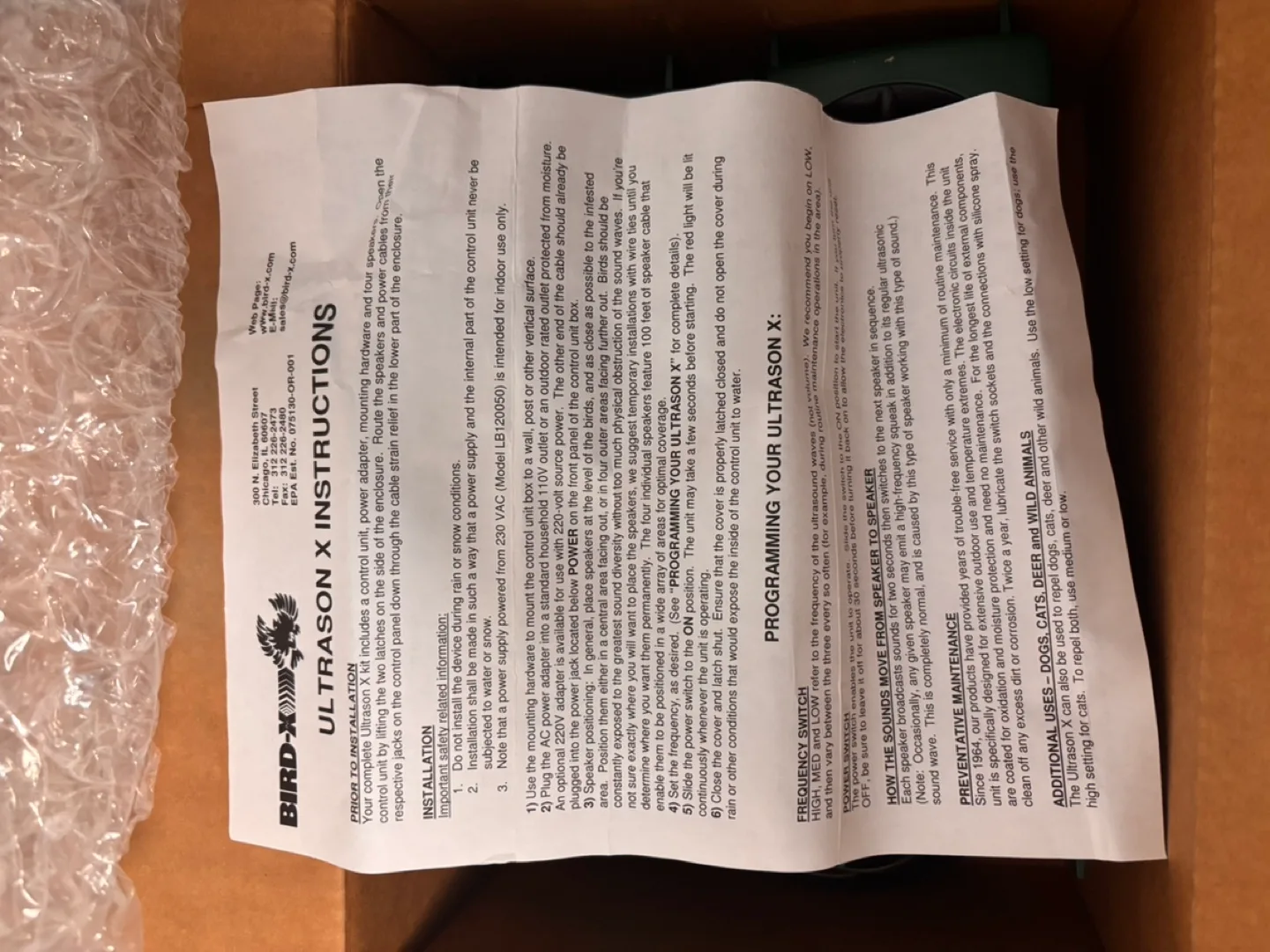 Bird X Ultrasonic Bird Repeller - New in Box image indicator(6)