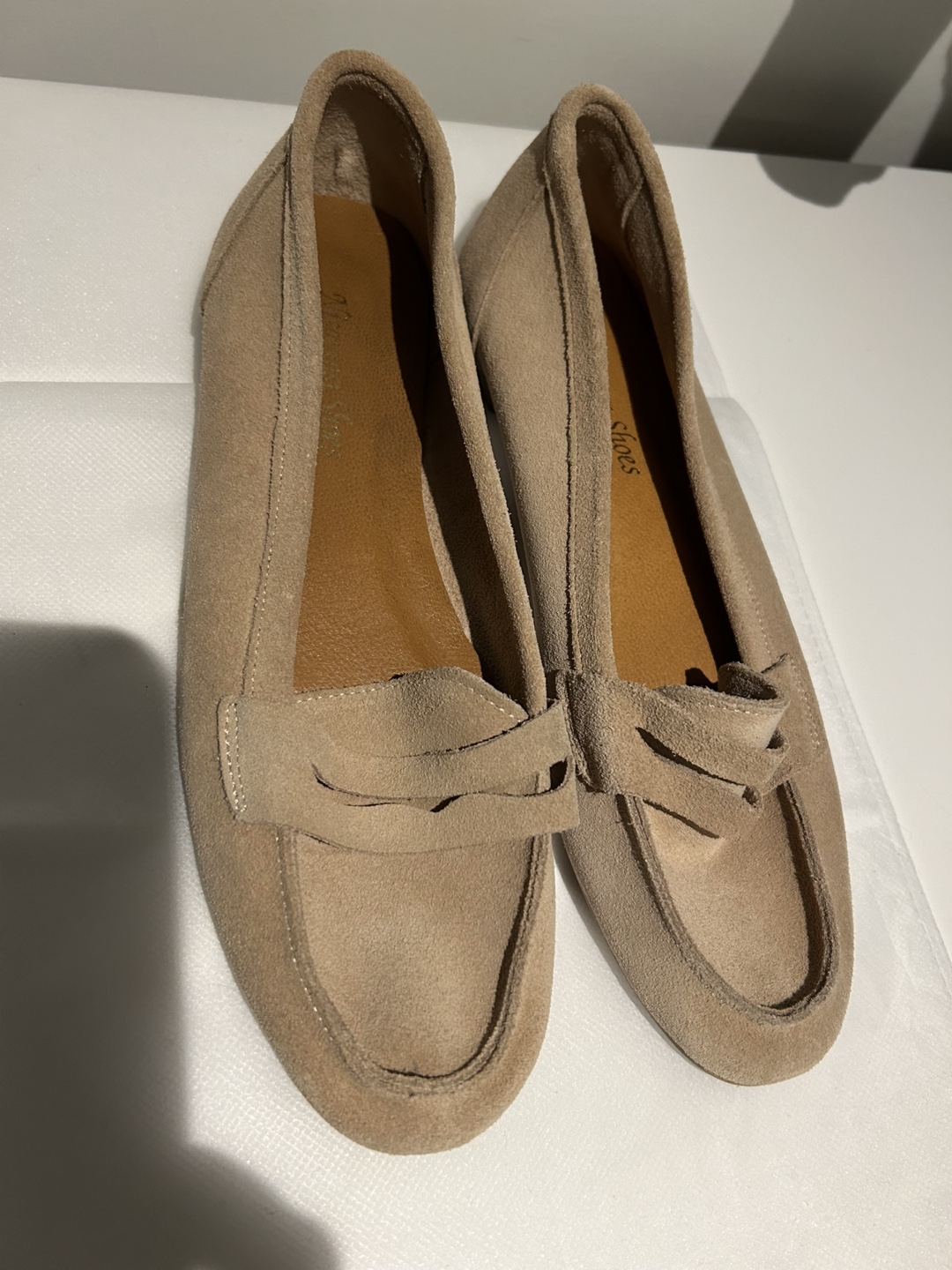 Women's Beige Suede Loafers - Size 38 - photo 2