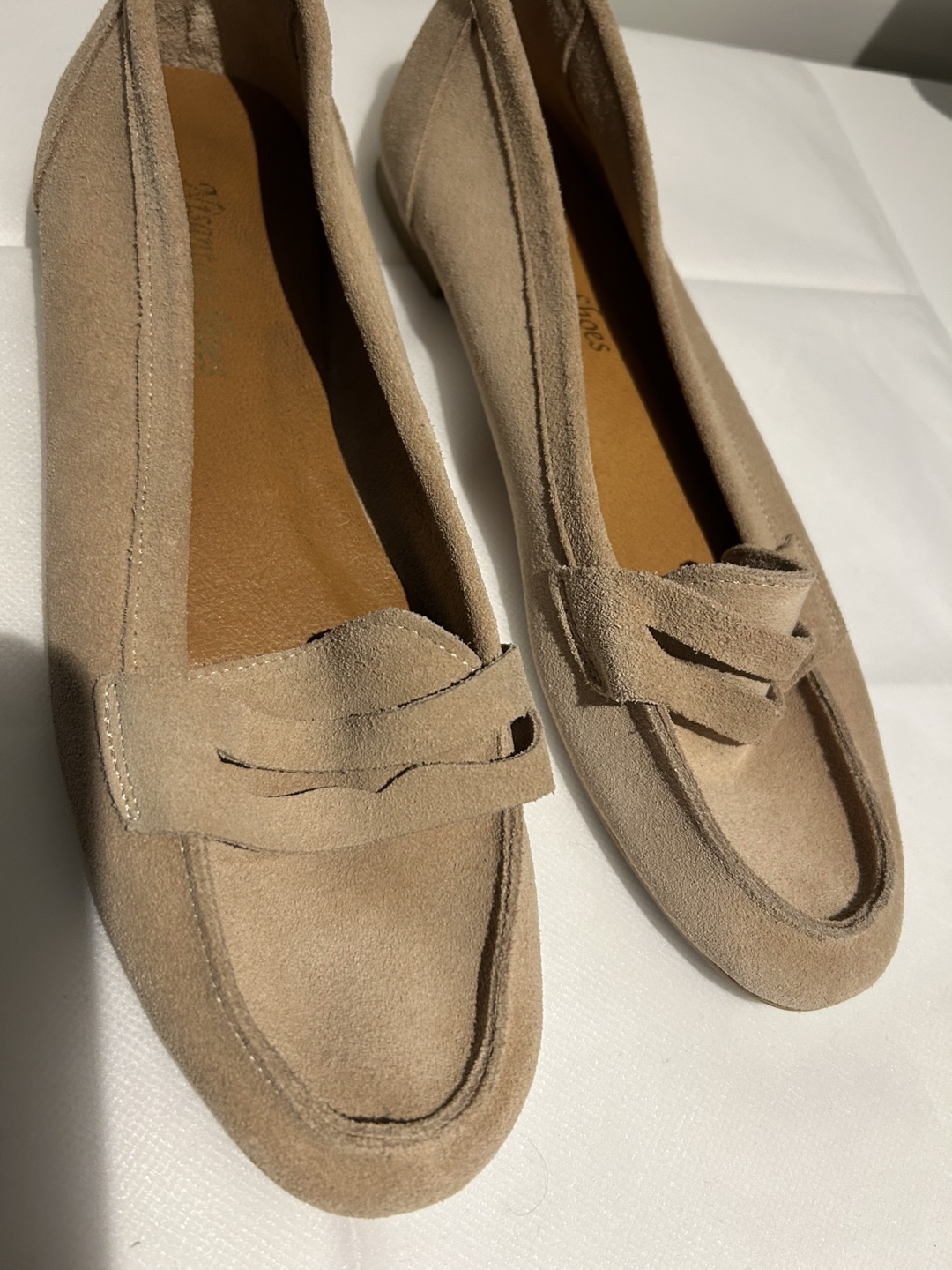 Women's Beige Suede Loafers - Size 38