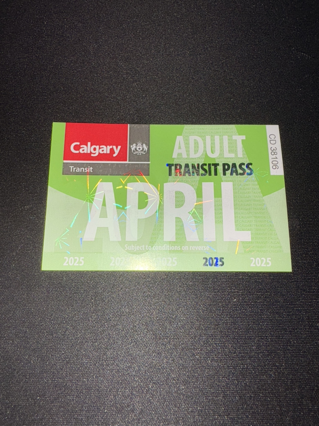 Calgary Transit Adult April 2025 Pass