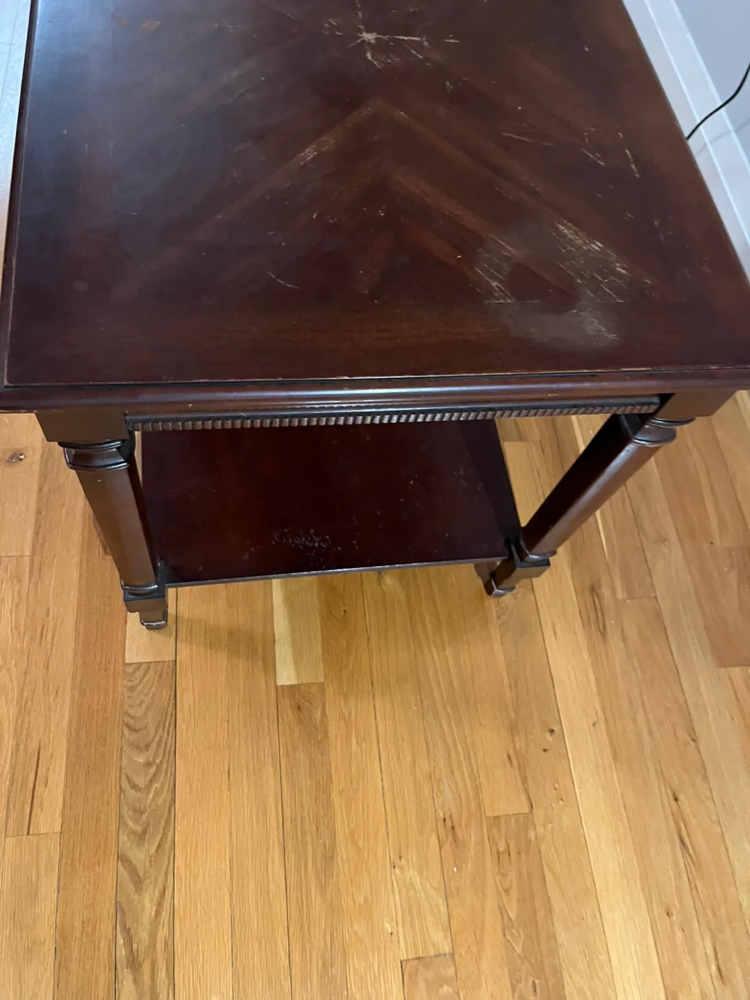 Dark brown wooden end table with shelf image indicator(4)