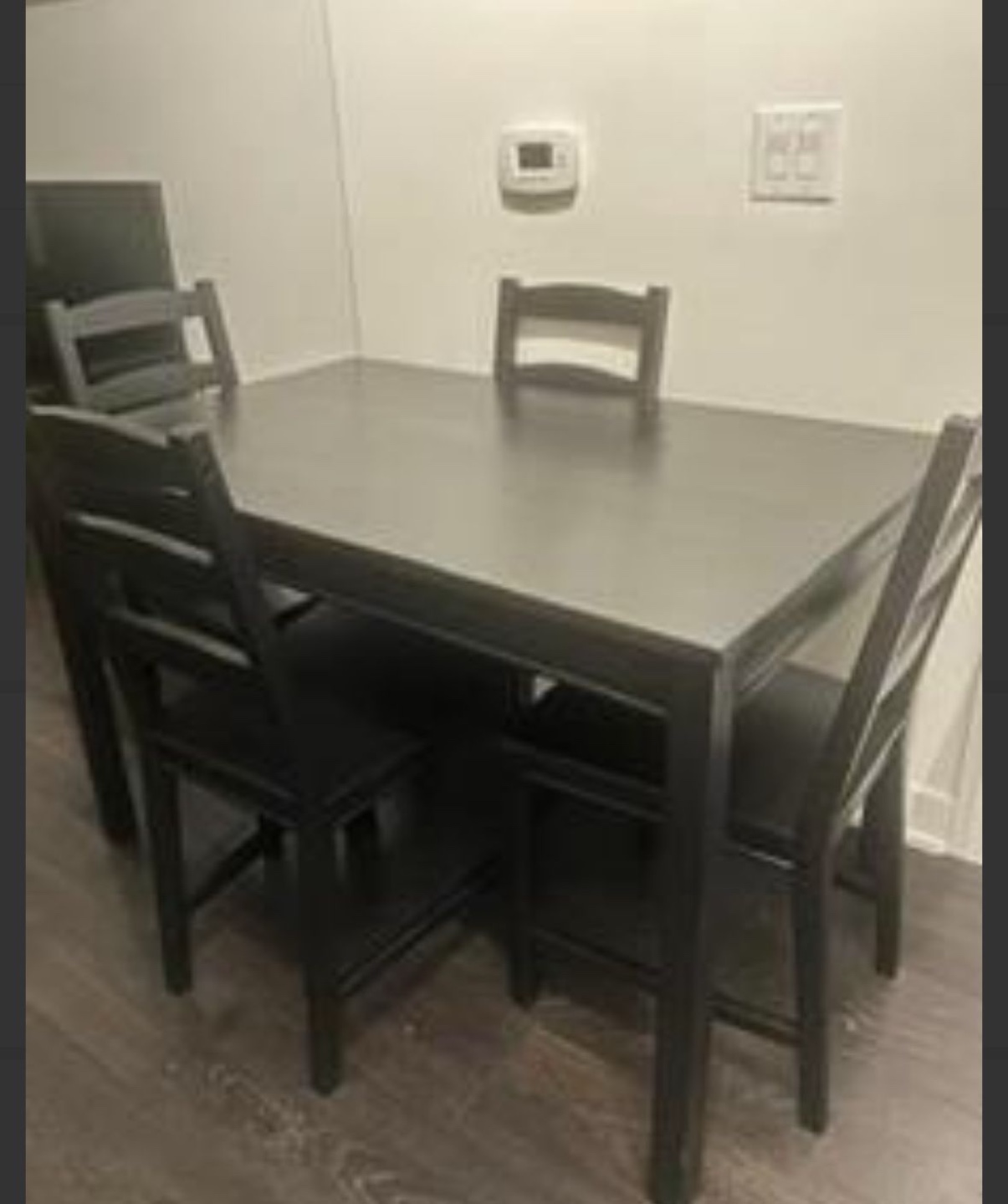Black Dining Table Set with Four Chairs