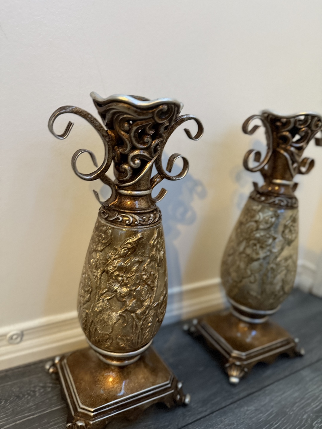 Pair of Ornate Gold Candle Holders - photo 2