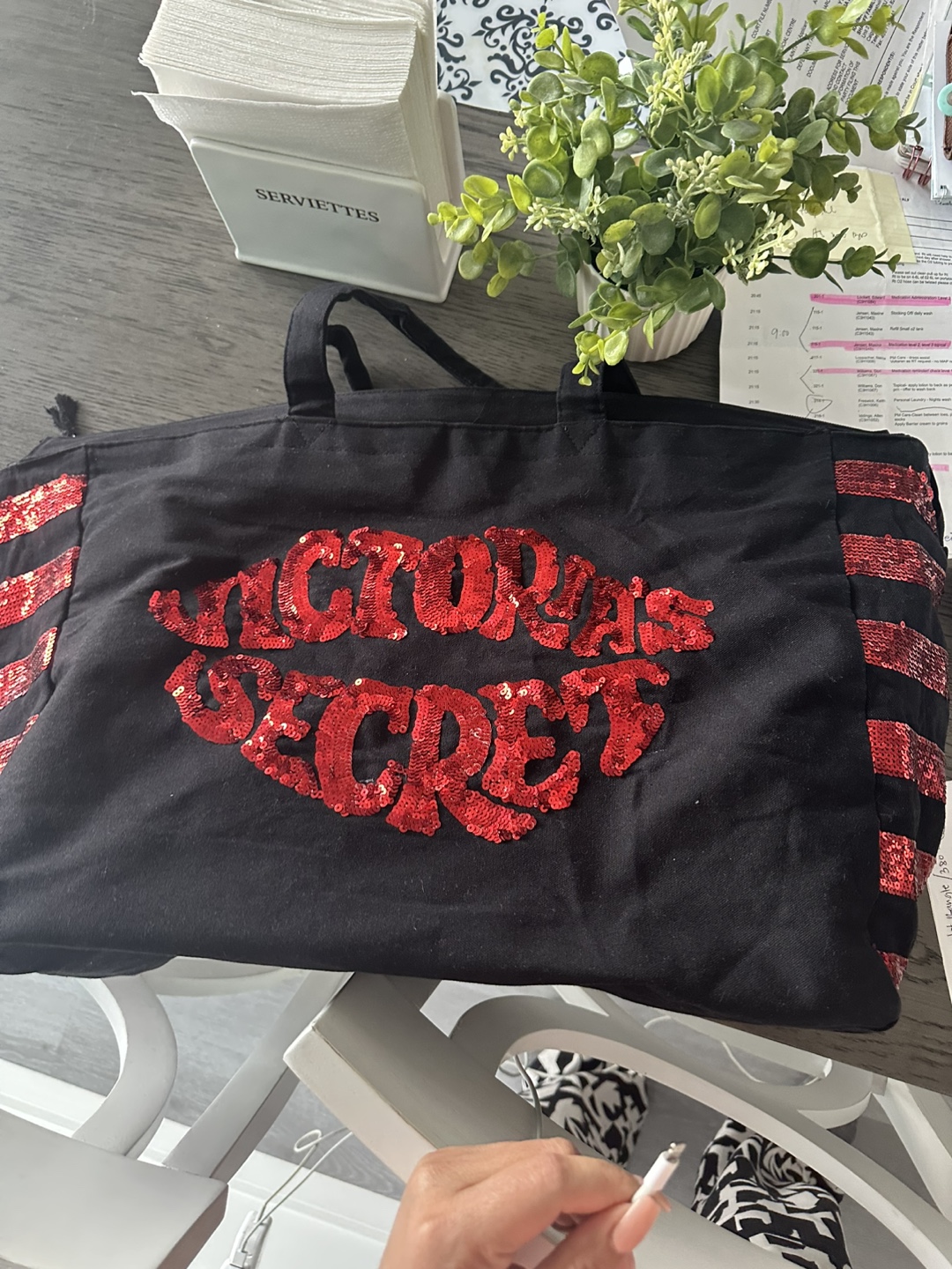 Victoria's Secret Red Sequin Tote Bag