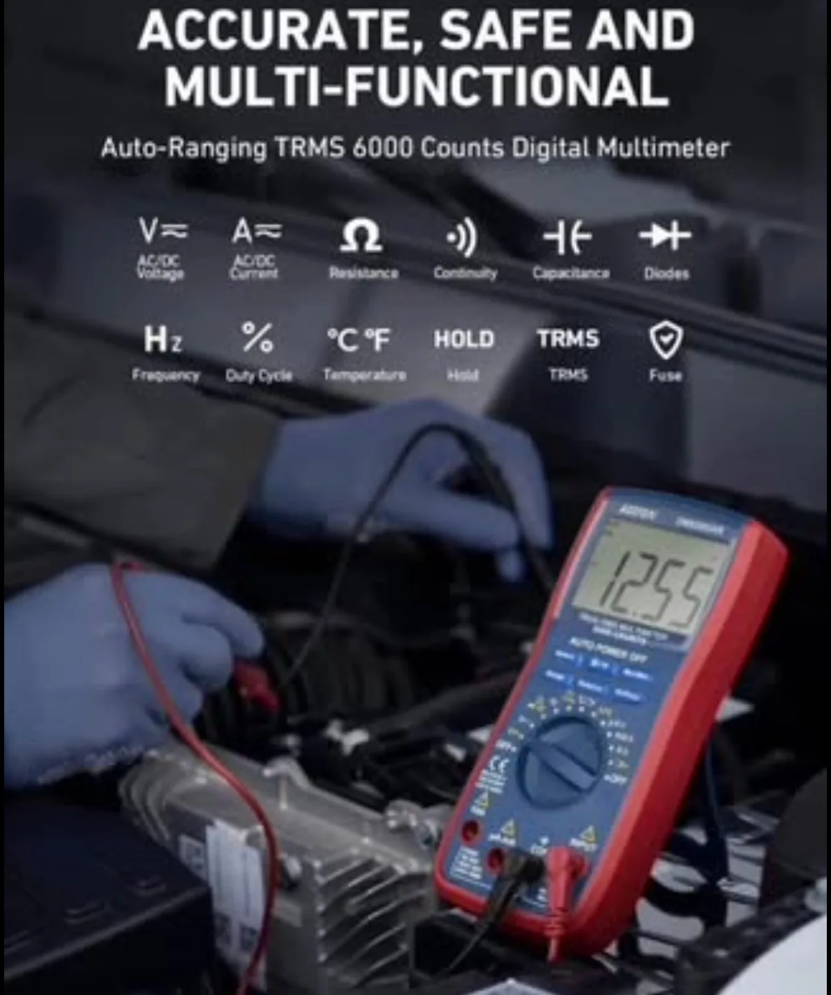 Multimeter 6000, Auto Range Multimeter Tester with Volt Amp Ohm, image indicator(2)