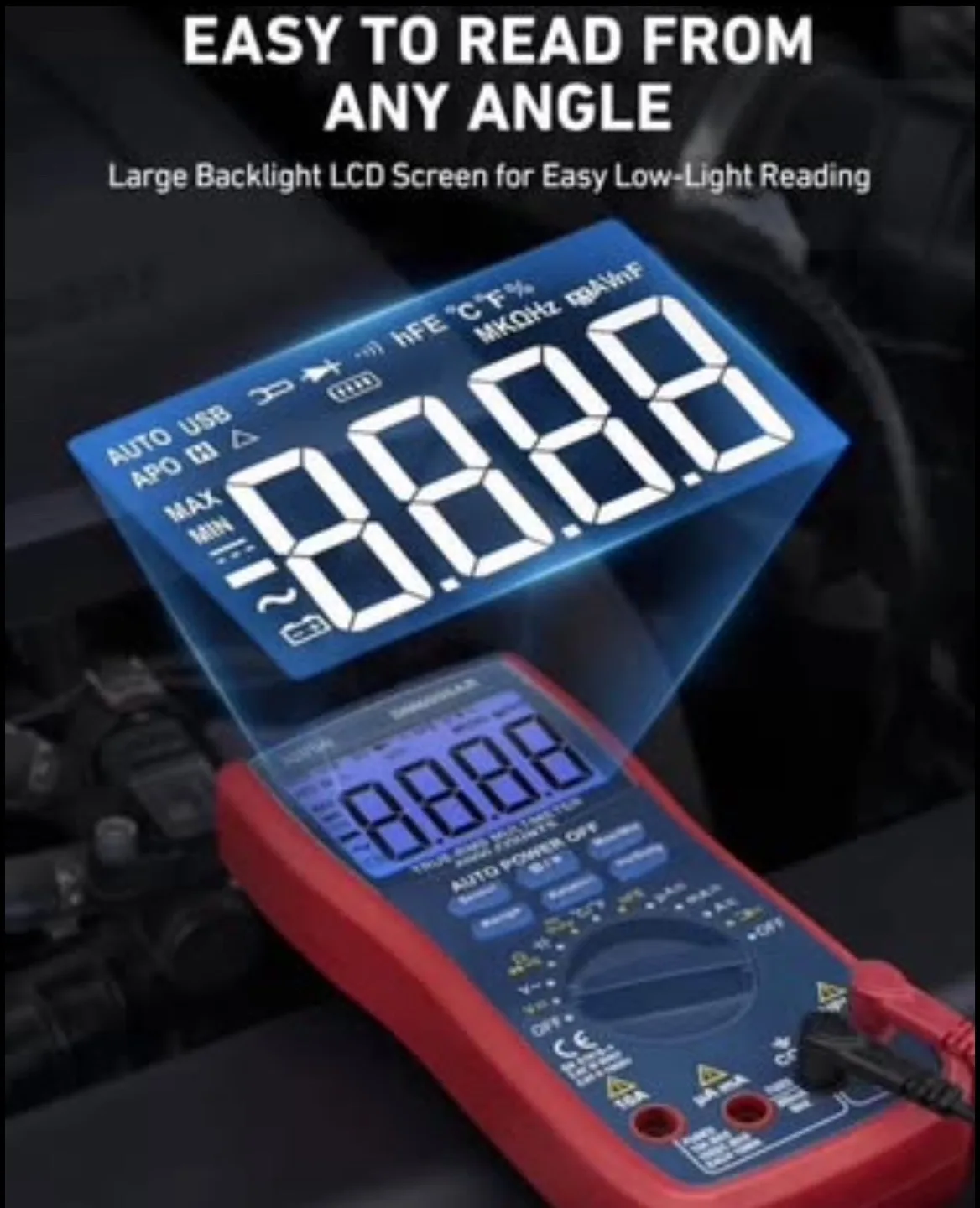 Multimeter 6000, Auto Range Multimeter Tester with Volt Amp Ohm, image indicator(6)