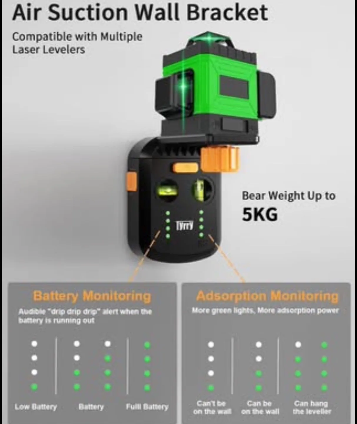 Tyrrry Laser Level Wall Mount image indicator(2)