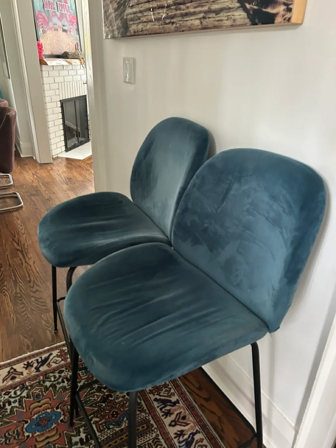 4 Teal Velvet Counter Stools image indicator(4)