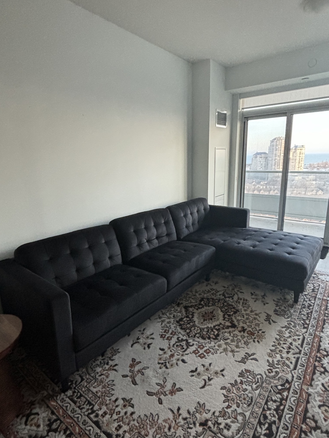 Black Velvet L-Shaped Sectional Sofa