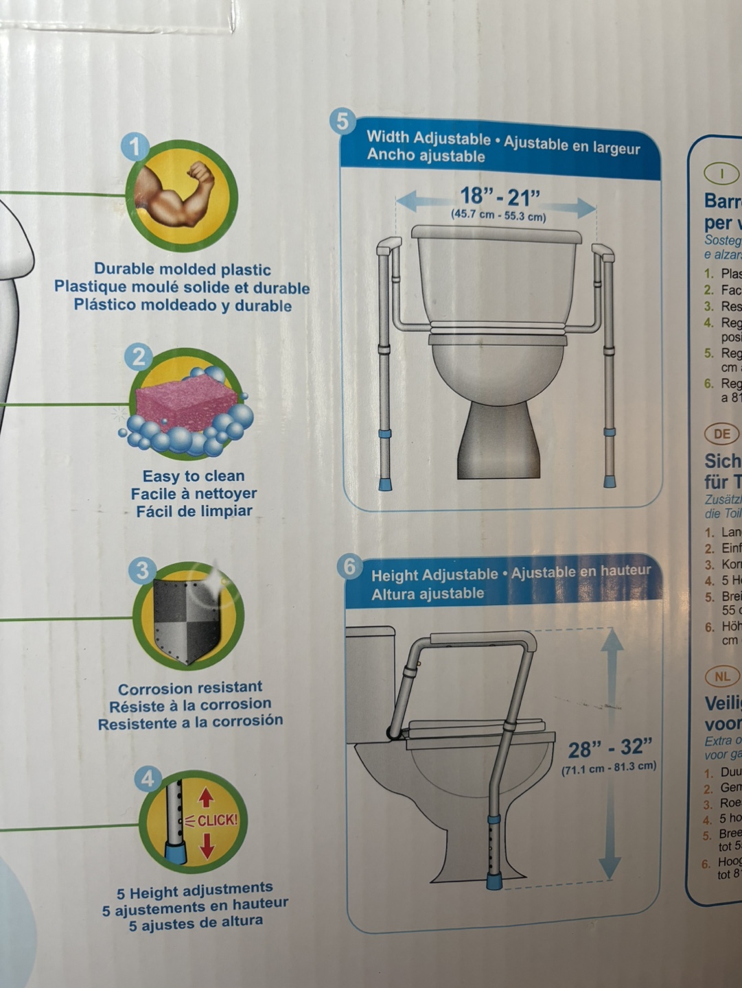 Aquasense Adjustable Toilet Safety Rails - photo 3