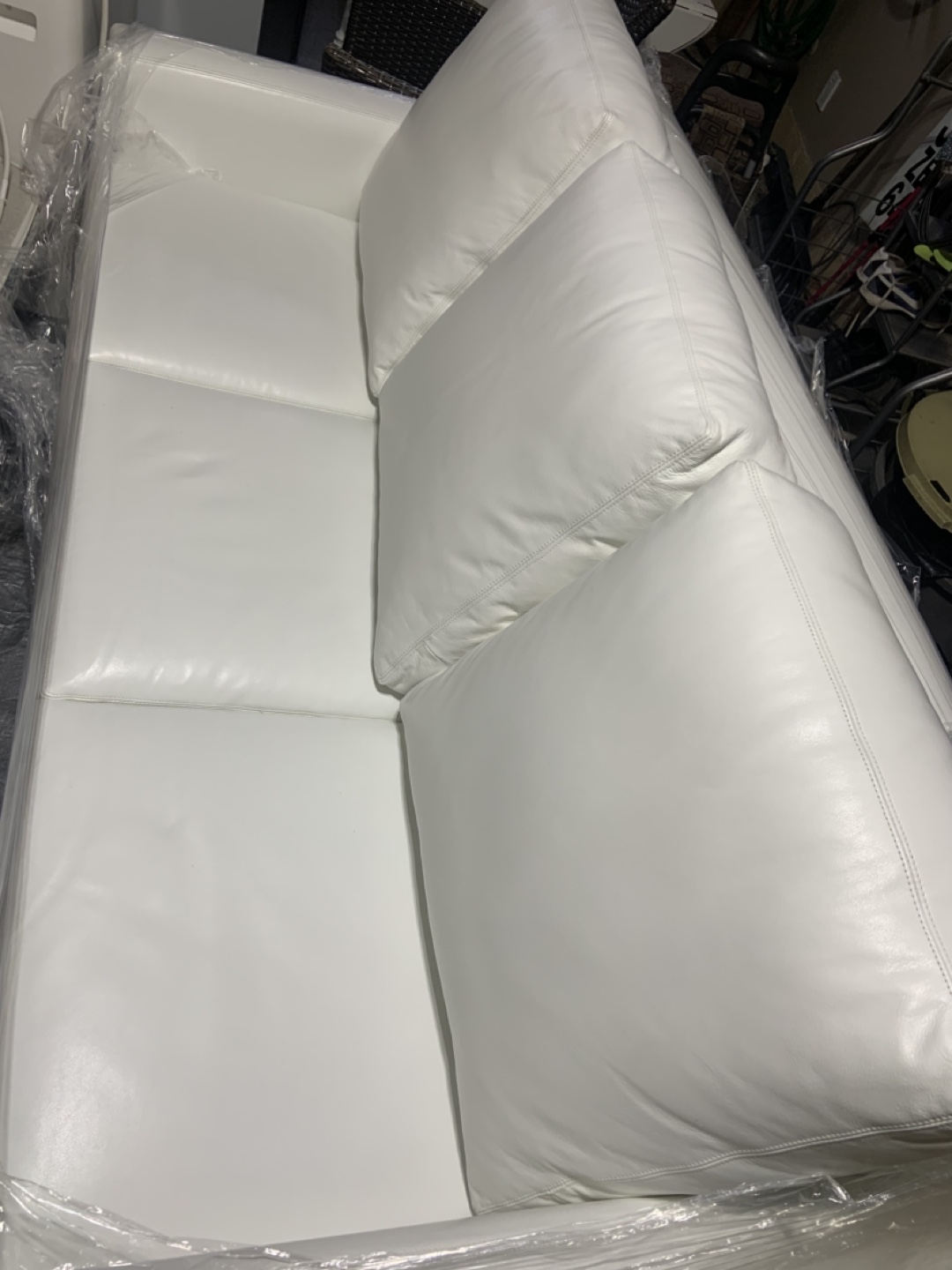 White Leather Sofa - photo 4