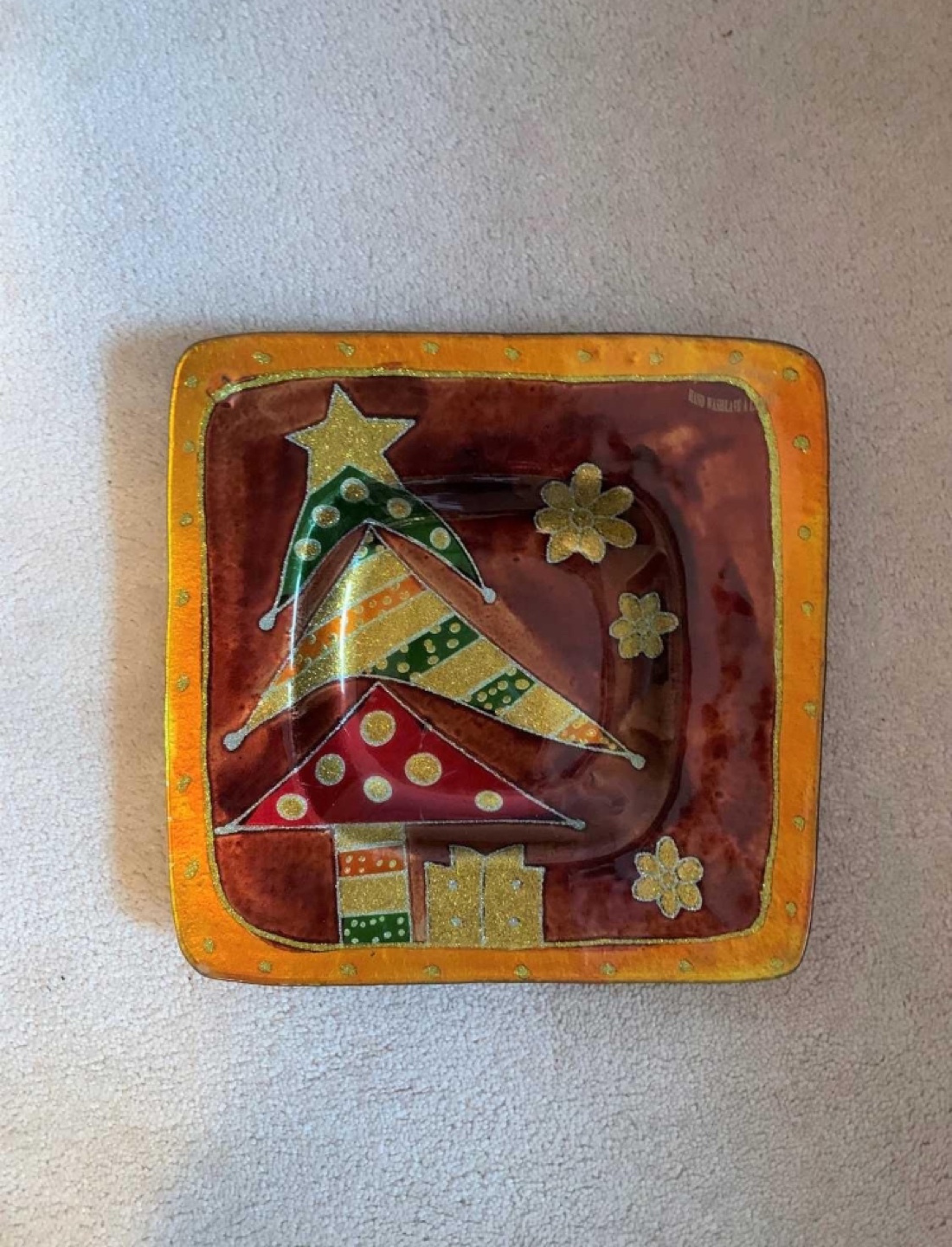 NEW Square Glass Christmas Dish