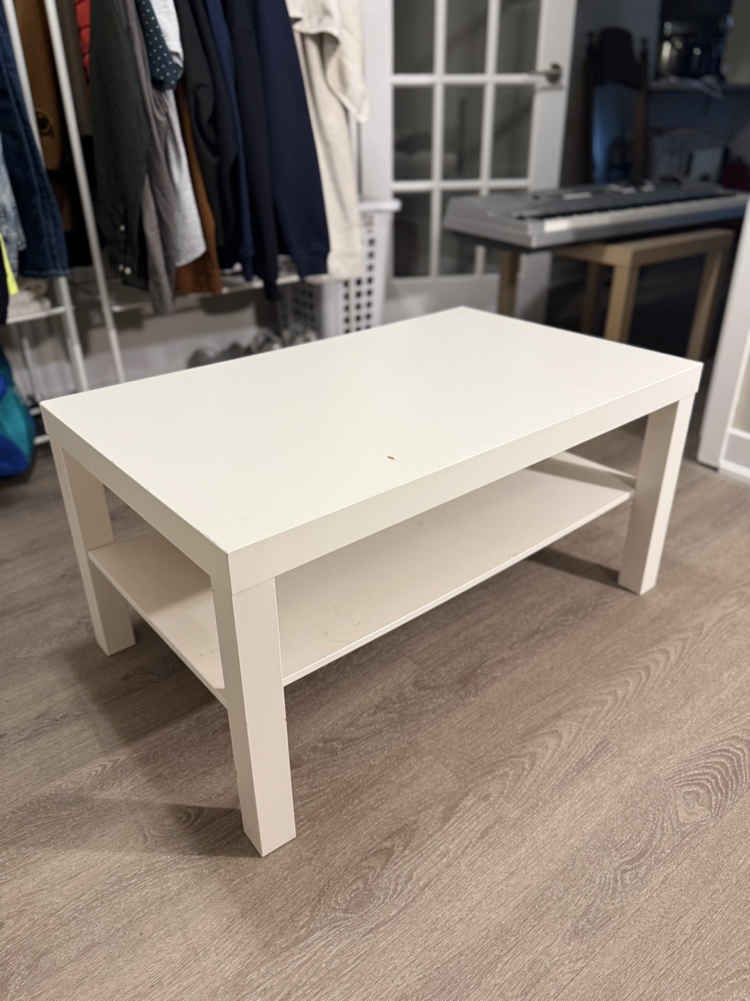 White IKEA Coffee Table with Shelf