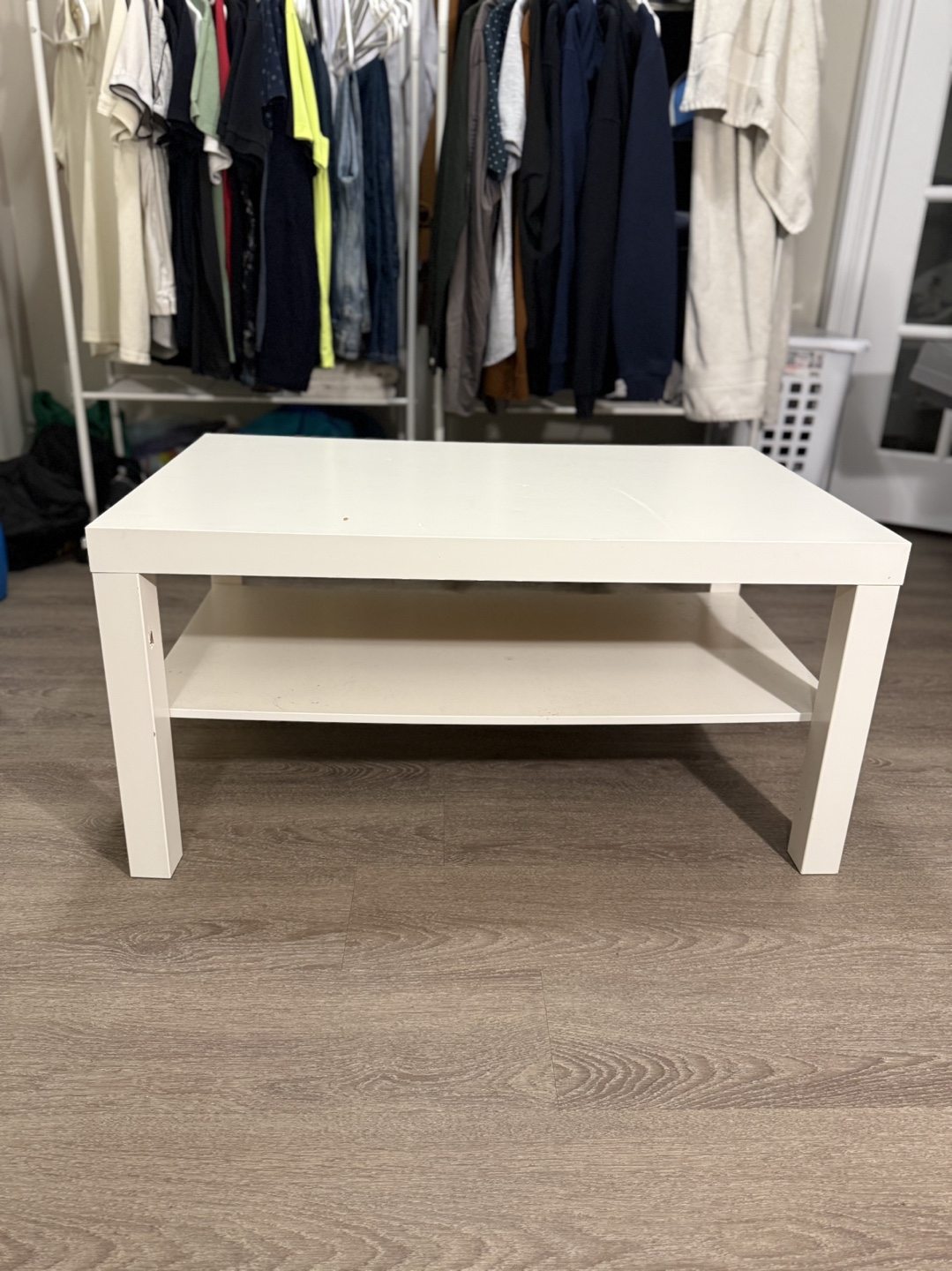 White IKEA Coffee Table with Shelf - photo 2