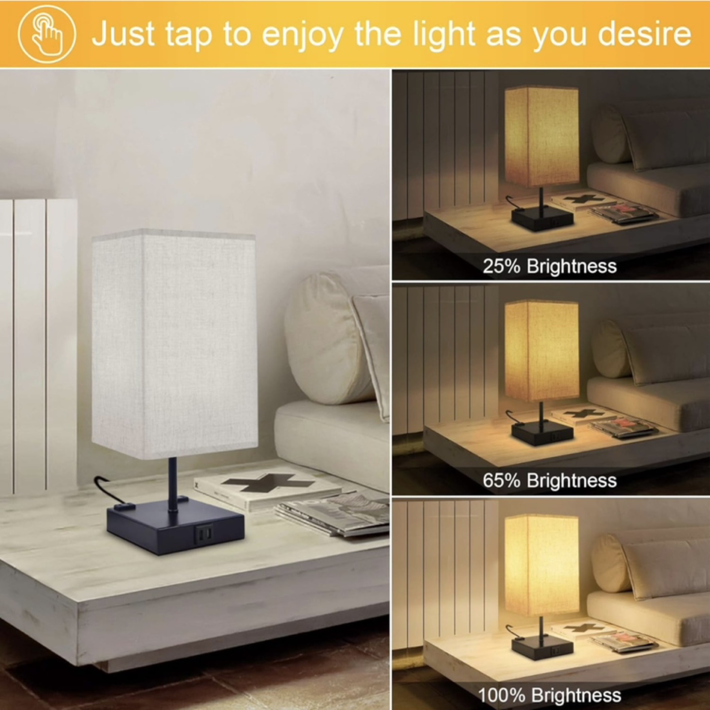 Touch Control Table Lamp with Charging Ports - photo 3
