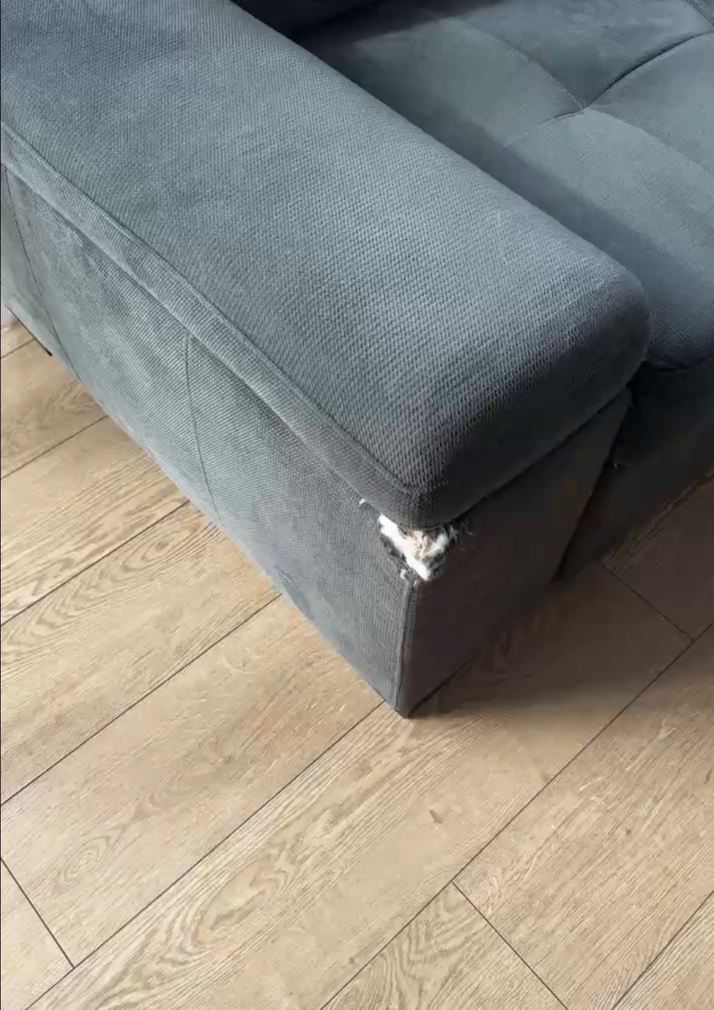 Grey Sectional Sofa with Minor Damage - photo 4