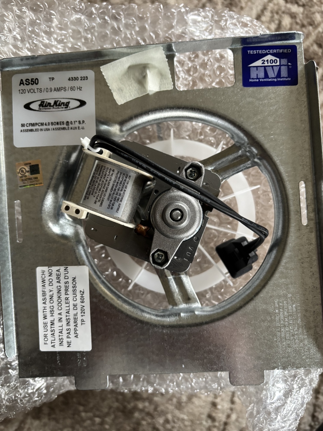 Air King AS50KIT Replacement Parts Kit for AS50 Ventilation Fan