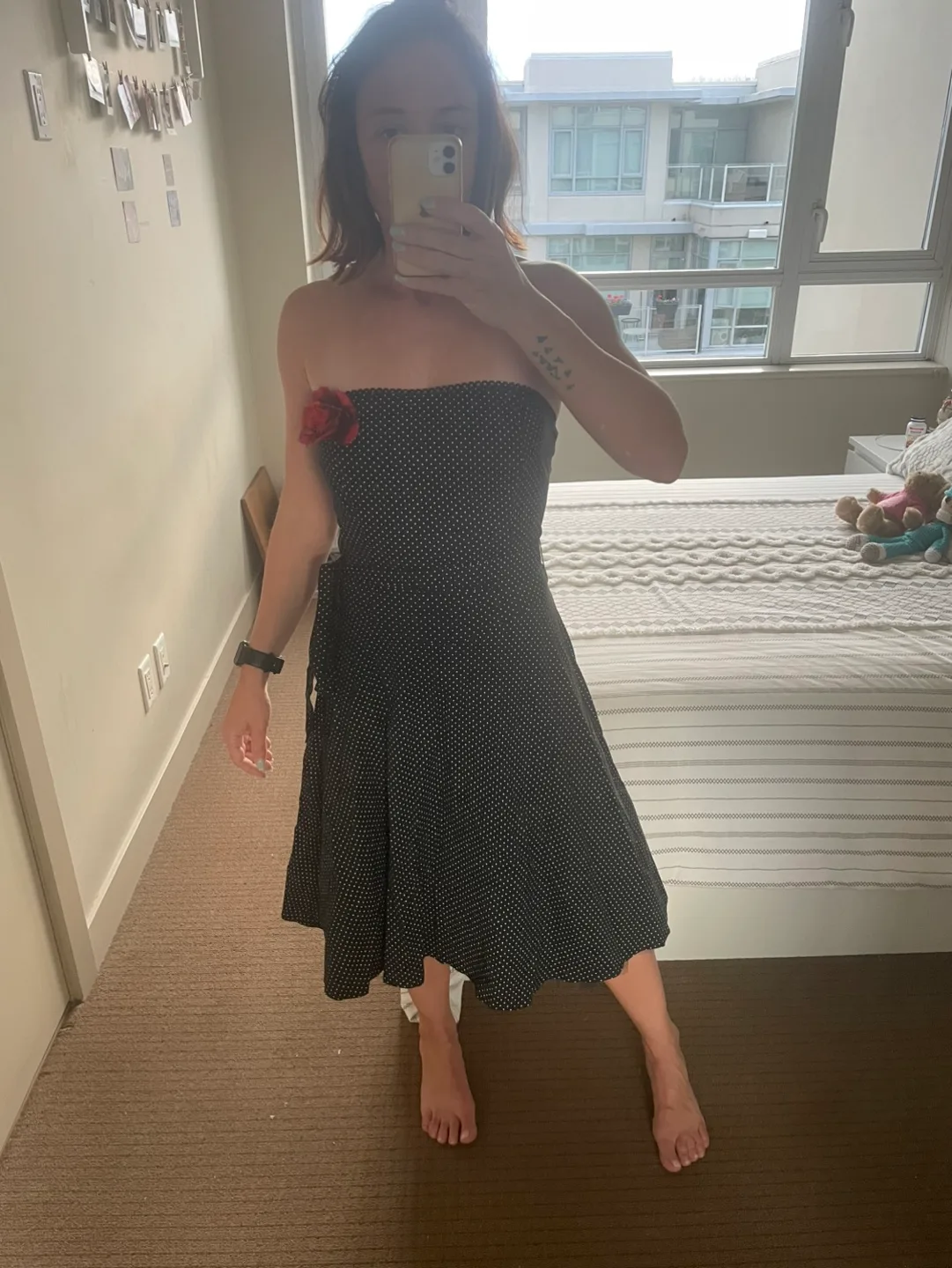 M Collection Black and White Polka Dot Dress image indicator(6)