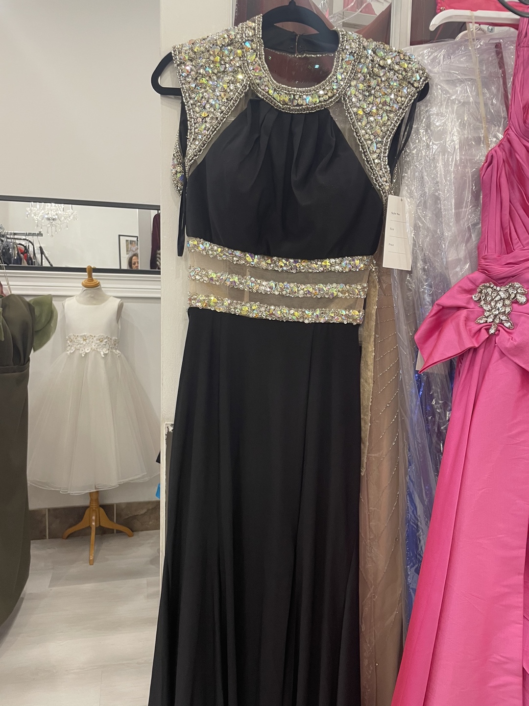 Stunning Black Beaded Evening Gown