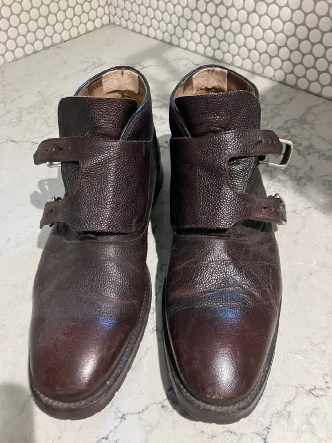 Men's Brown Leather Double Buckle Boots image indicator(3)