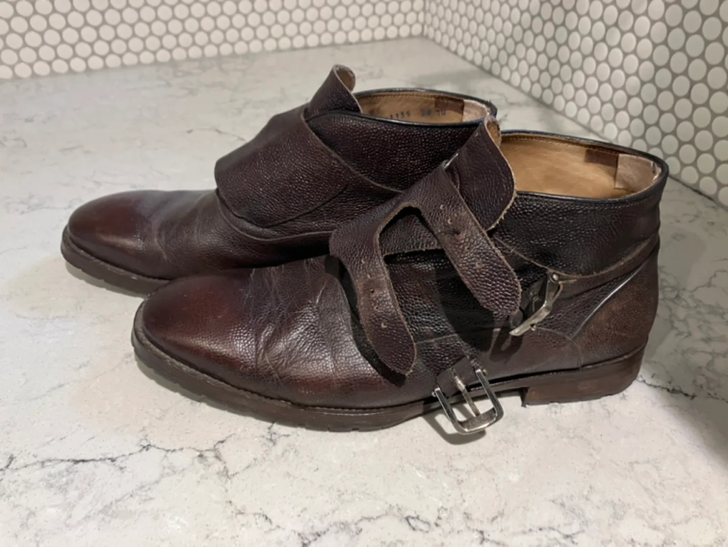 Men's Brown Leather Double Buckle Boots image indicator(4)