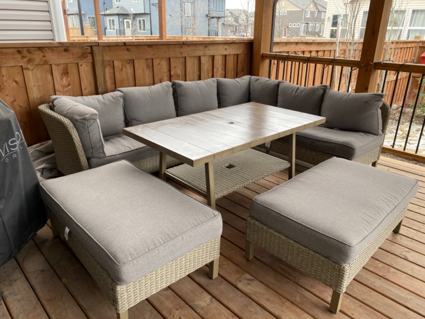 Brown Wicker Outdoor Dining Patio Set