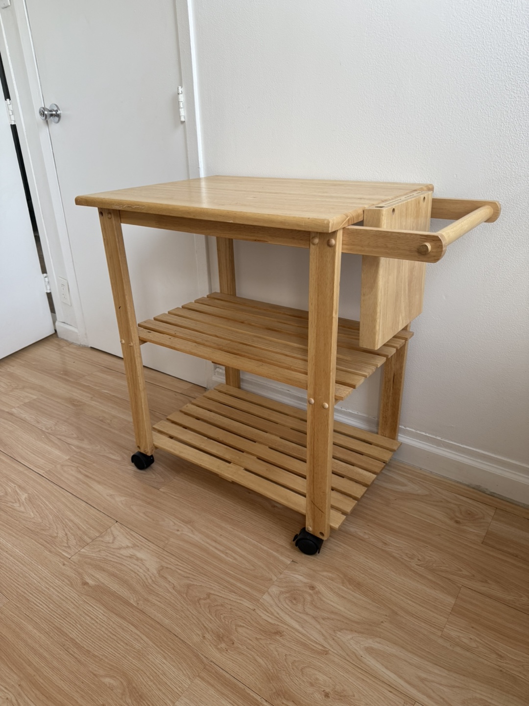 Wooden Kitchen Cart with Knife Block
